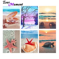 ever moment diamond painting colorful shell sea nature landscapes wall art kits decoration for giving diy diamond mosaic 5l536