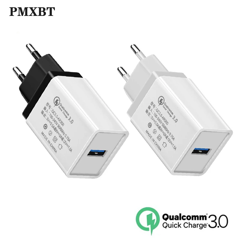 QC3.0 USB зарядное устройство EU Plug Быстрая зарядка дорожное настенное для iPhone Huawei Xiaomi