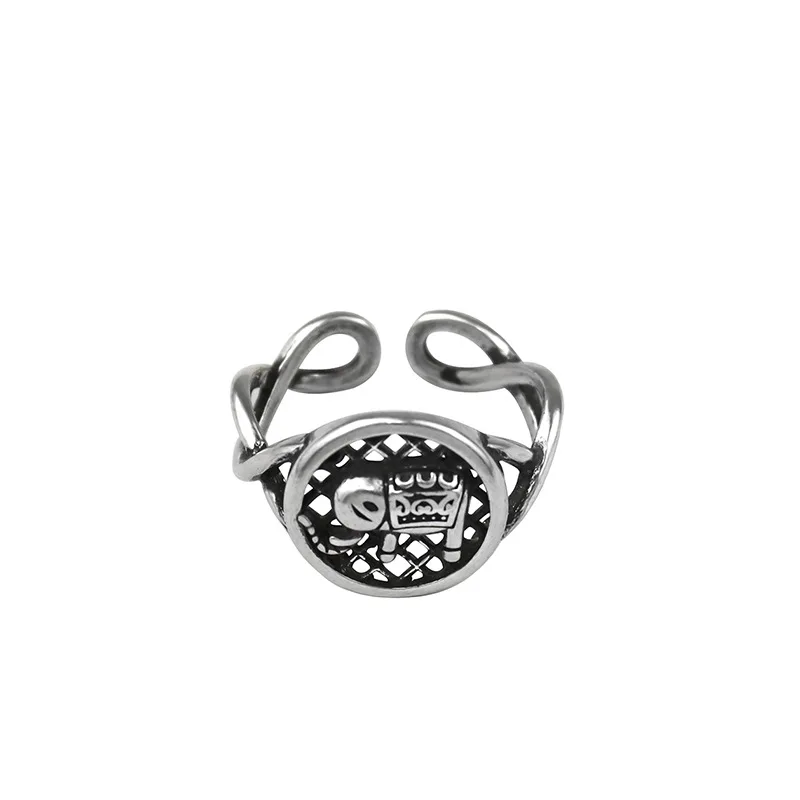 

MrZMsZ Creative Elephant Pattern Rings For Women Minimalist Jewelry 2021 Trendy Open Ring Adjustable Lovers Birthday Party Gift