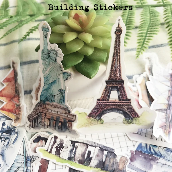 16 шт./компл. винтажная наклейка со зданием для путешествий сделай сам скрапбукинг