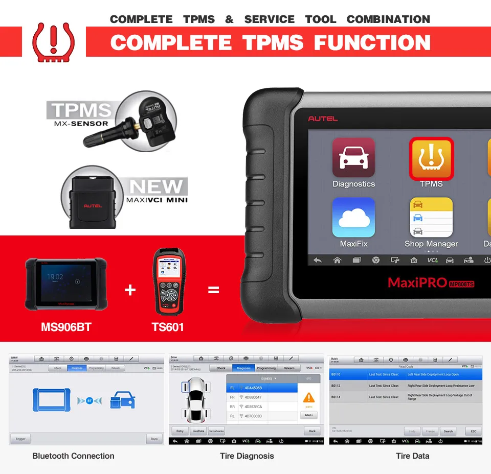 Autel MaxiPRO MP808TS OBDII Автомобильный диагностический инструмент OBD2 сканер OBD 2 код ридер как DS808 добавить TPMS Функции PK MS906