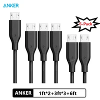 anker 6 pack powerline micro usb durable charging cable for samsung nexus lg motorola android smartphones and more black