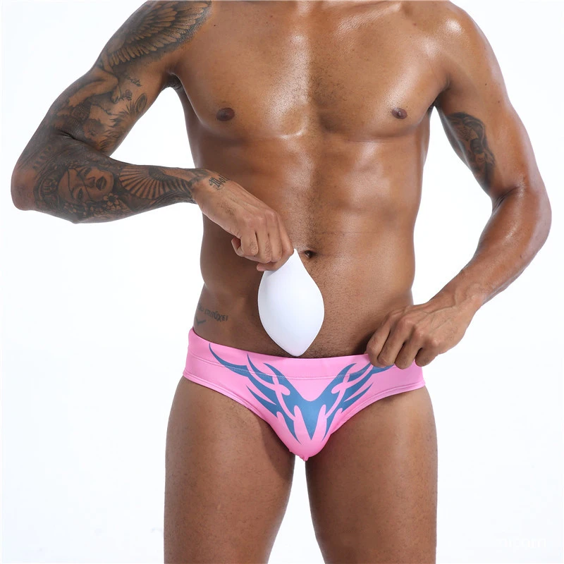 pink rose 6 цветов синий зеленый push up pad мужские плавки сексуальные мужские плавки купальник Быстросохнущий купальный костюм трусы пляжные шорты 407 - Цвет: pink rose