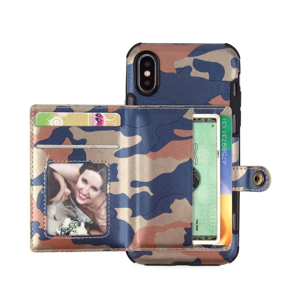 Blue Tikitaka армейский зеленый откидной Чехол для телефона для iPhone XR X XS Max XS 7 8 6 6splus камуфляжные чехлы-бумажники для samsung A50 A70 - Цвет: Blue