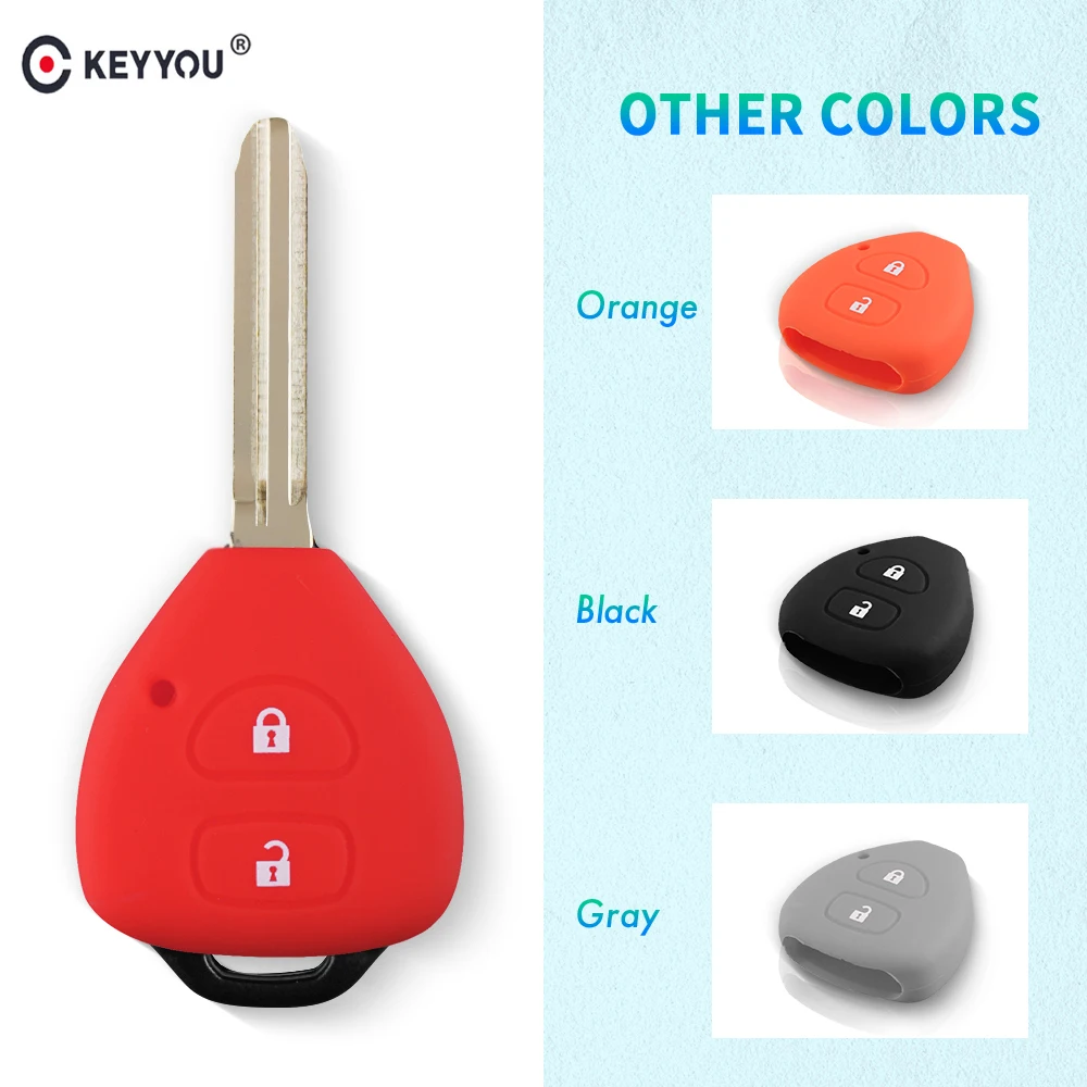 Силиконовый чехол для ключей KEYYOU 2 кнопки TOYOTA Corolla Hilux Vitz Rav4 Aqua Camry Land Cruis Стайлинг