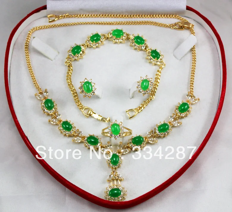 

New Listed 6X8MM Bead Dark green Jades Necklace Bracelet Earring Jewelry Set
