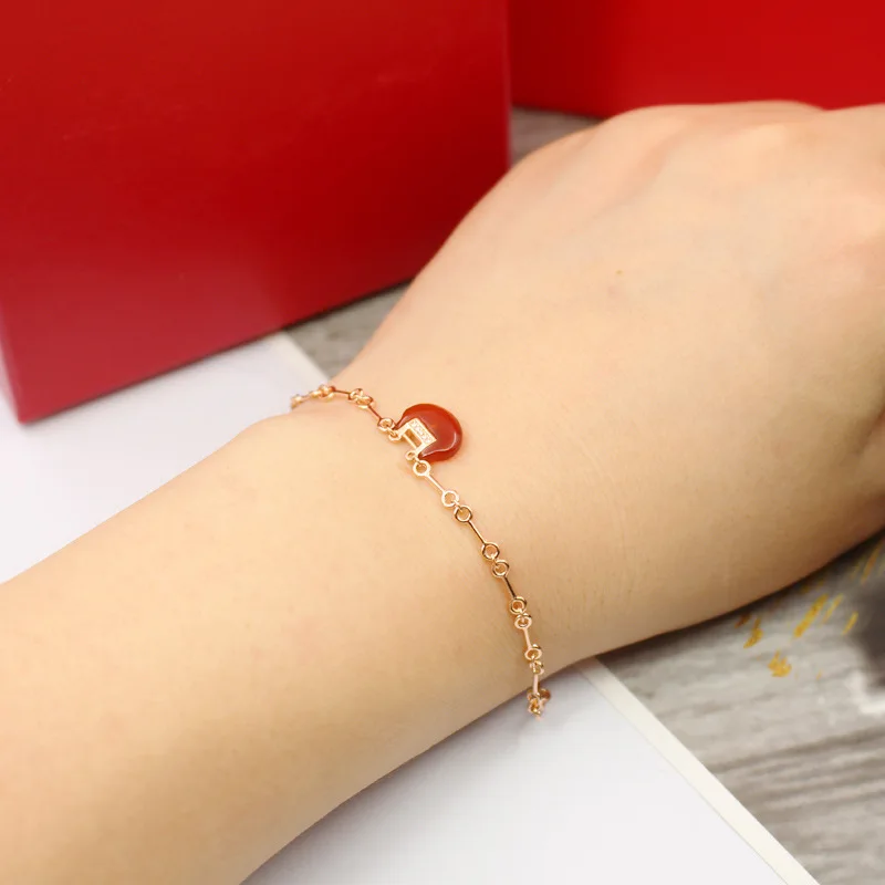 

High quality real s925 fine bracelets fashion jewelry red charm bracelet brace lace fashion accessories jewel lady women