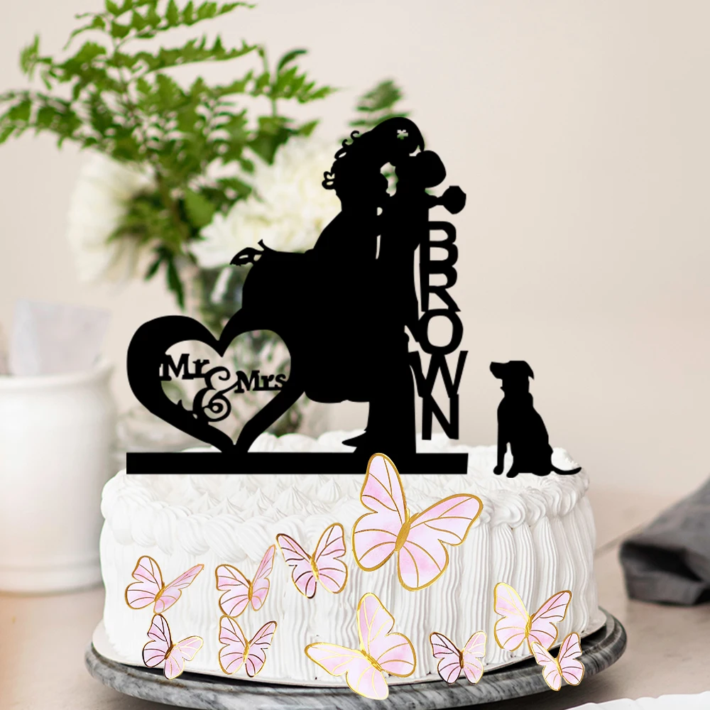 

Custom Wedding Cake Topper Of Your Name, Butterfly As Gift, Personalized Romantic Embellishment For Wedding&Anniversary