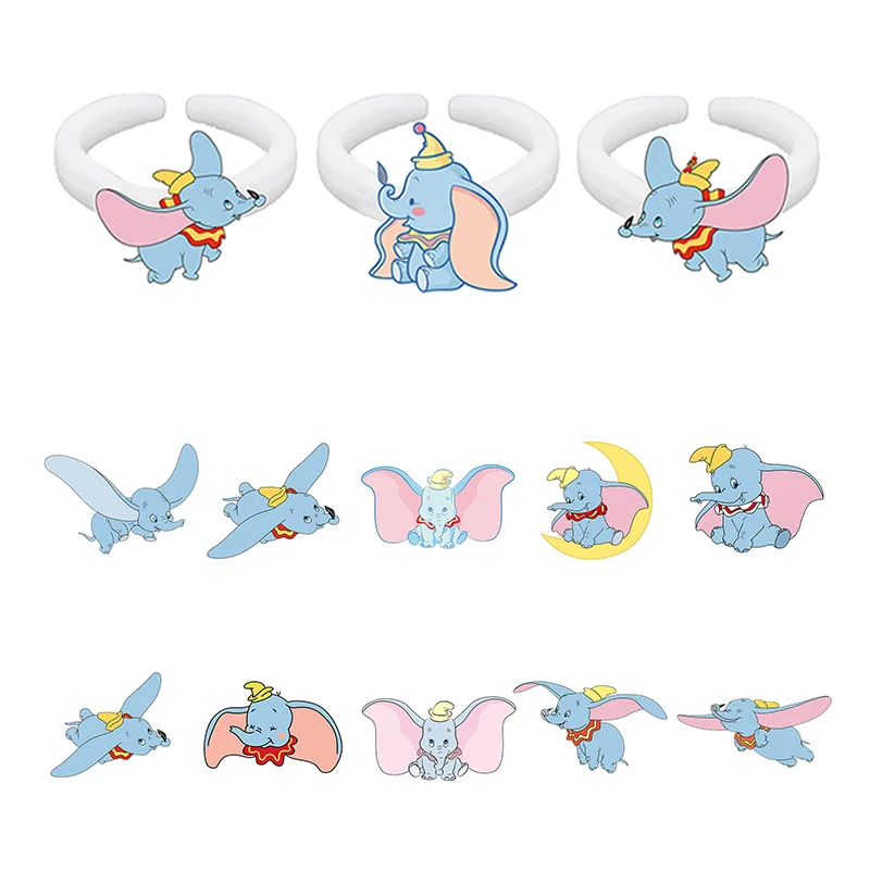 

Disney Blue Flying Dumbo Ring Fashion Personality Lady Ring Creative Jewelry Epoxy Acrylic Taste Jewelry