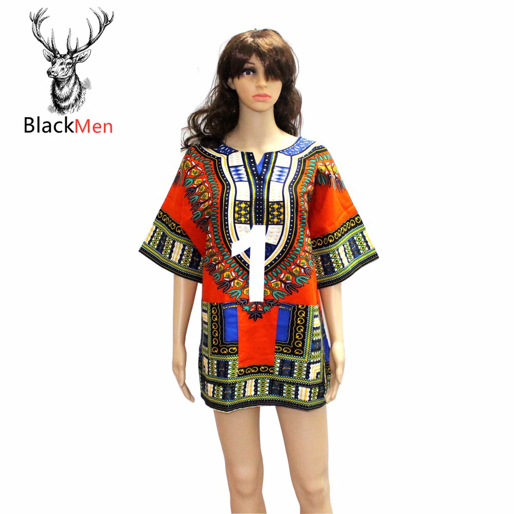 

Dashiki Unisex Tshirt Fashion African Traditional Cotton Women Tee Shirt Floral Printed (can be printed any numbers)