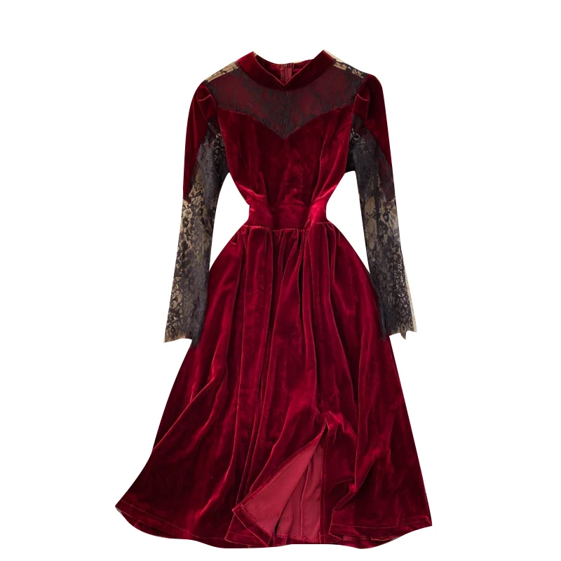 

2021 Spring New Fashion Women Elegant Slim O-Neck Long Sleeve Party Dress Vestido Feminino J177