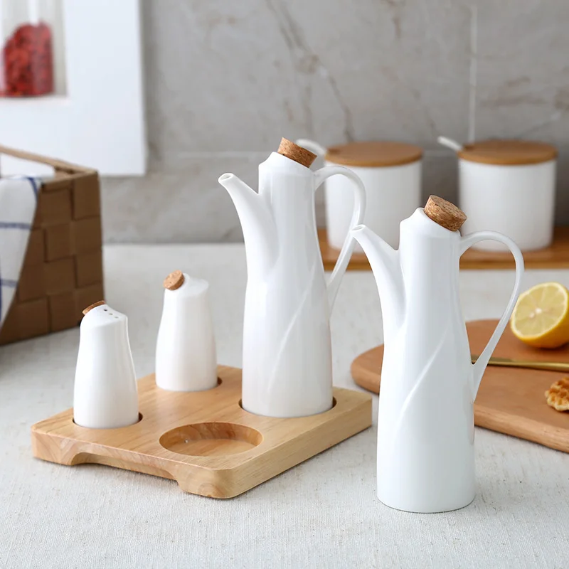 Ceramic Salt Pepper Oil Bottle Set Japan Style Porcelain Olive Soy Seasoning Home Oil Vinegar Bottles Kitchen Cooking Tools