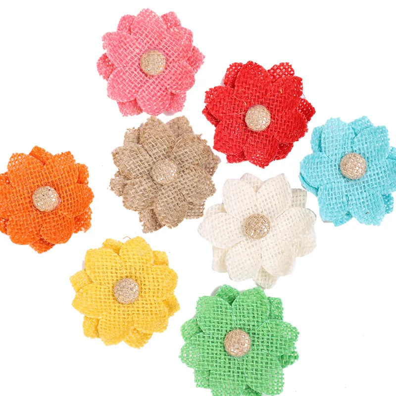 6 см/5 шт джутовая хэндмейд гессенской мешковины цветы винтажные Свадебные