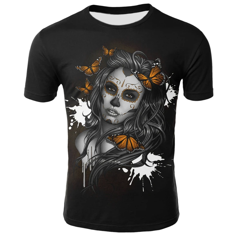 

Masked 3D T shirt Woman Men Skull Tshirt Print Opera Summer Tops Casual Tees Short Sleeve Streetwear Beauty Masked T shirt