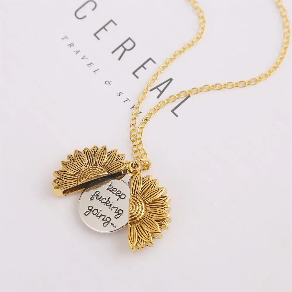 

You are my sunshine Open Locket Sunflower stainless steel Necklace For Women and Lovers Gift in boho jewelry