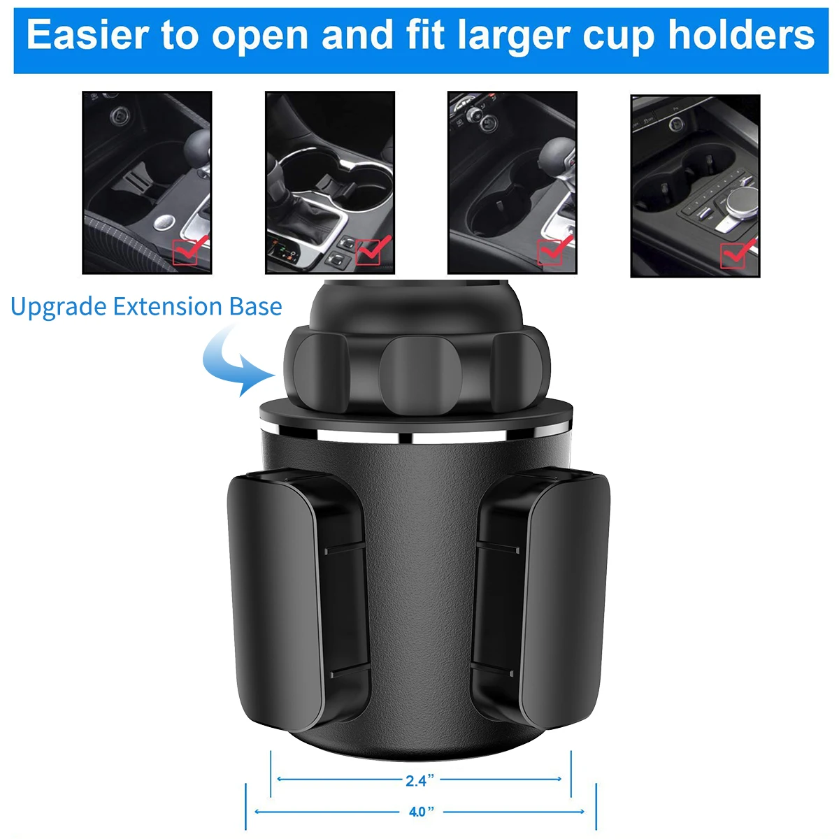 

Black Car Phone Mount Universal Car Cup Slot Mount Cell Phone Bracket with Expandable Base for height adjustment