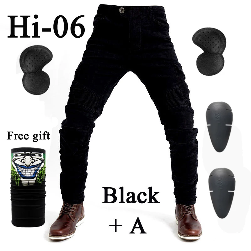 Hi-06 Black A Мото rcycle джинсы Новые камуфляжные UBS-06 джинсы мужские защитные Экипировка мото брюки UBS-06 гонки - Цвет: Hi-06 Black A
