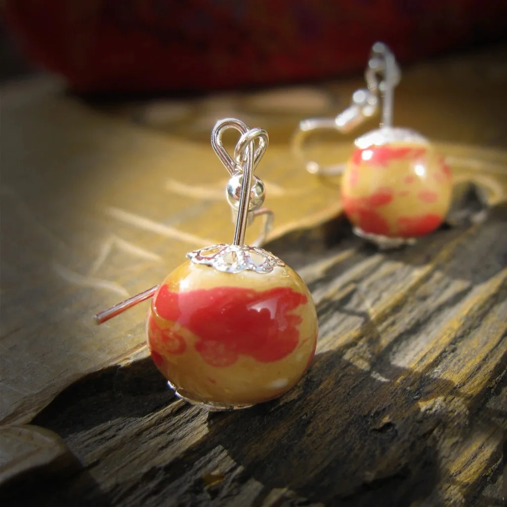 Женские винтажные серьги-подвески ручной работы красочная керамика