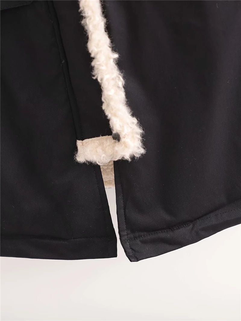 

Streetwear Women Black Long Parker 2020 Winter Fashion Ladies Pocket Overcoat Causal Female Chic Button Thick Outercoat