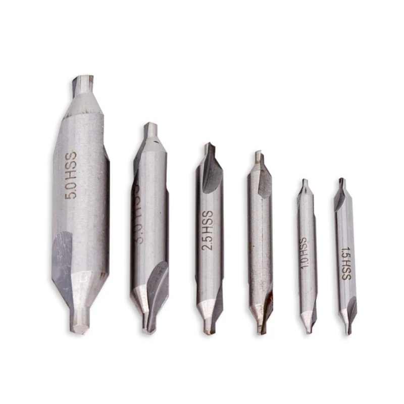 

Drill Bit 6PCS HSS Combined Center Drills 60 Degree Countersinks Angle Bit Set 1.0mm 1.5mm 2.0mm 2.5mm 3.5mm 5mm Metal Drill Bit