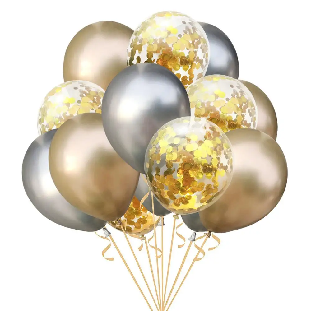 

15pcs Gold And Black Metal Latex Balloons birthday party agate decorations adult Kids Air Balls Helium Globos Wedding Decor Toy