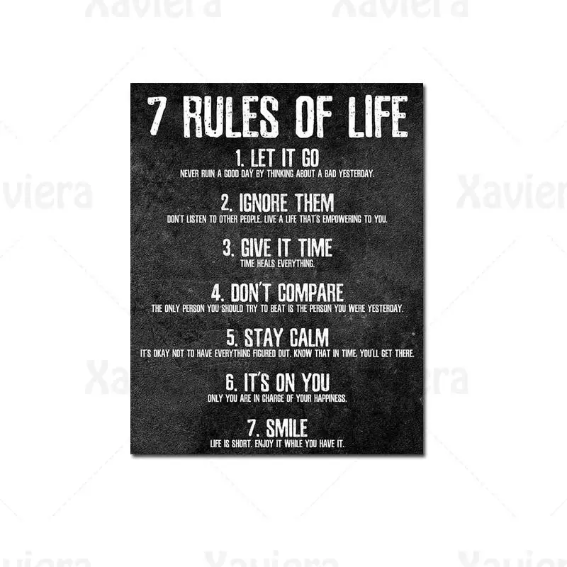 

Inspirational Poster 7 Rules of Life Motivation Quotes Poster Canvas Print Painting Home Decor Living Room Classroom Bedroom Art