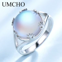 umcho real 925 sterling silver jewelry aurora borealis colorful gemstone rings for women romatic elegant gift fine jewelry