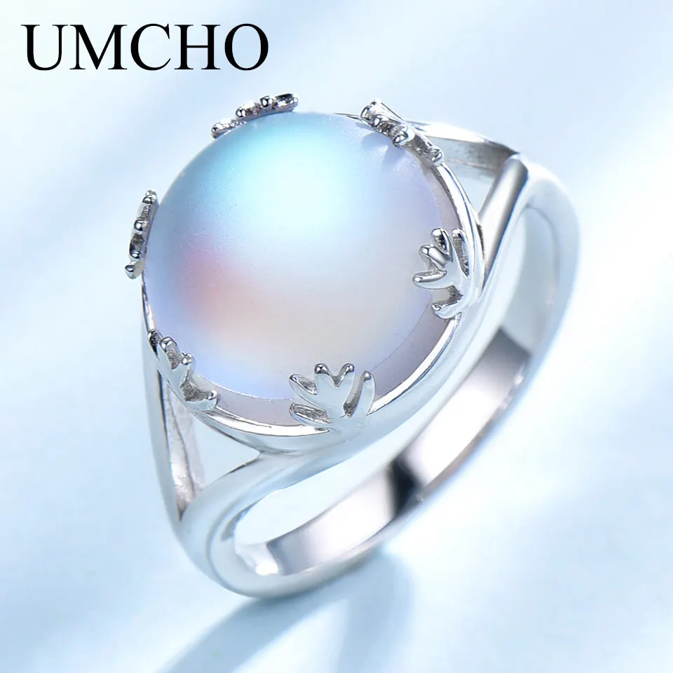 UMCHO реальные технические серебряные ювелирные изделия Aurora Borealis красочные кольца