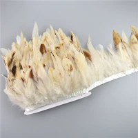 wholesale 10meters natural rooster feathers trim fringe ribbon 1015cm chicken pheasant feather crafts handicraft accessories