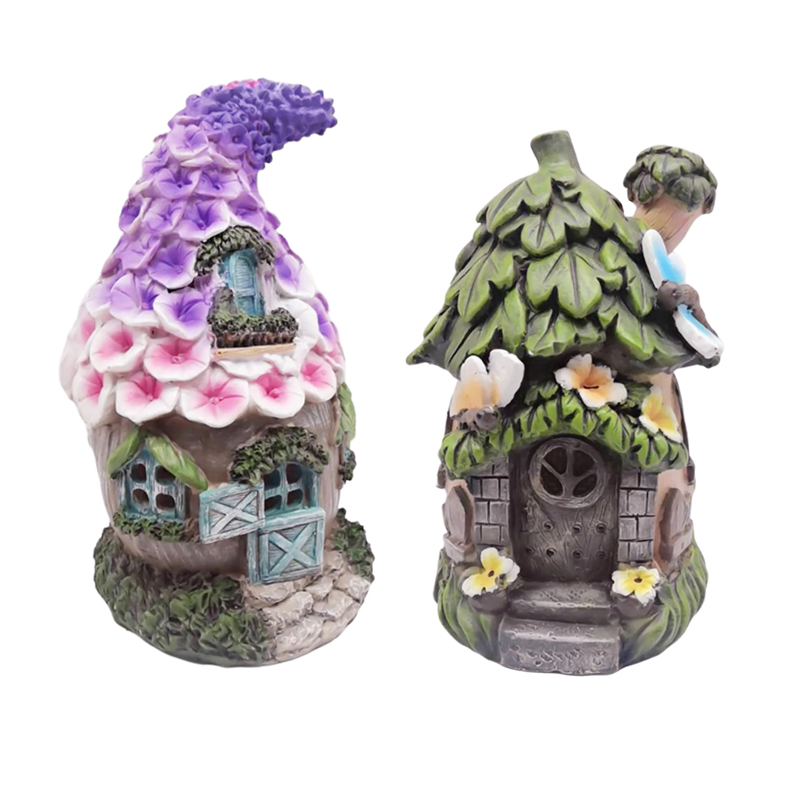

Миниатюрные статуи домика феи на солнечной батарее, декор для внутреннего двора, художественное украшение