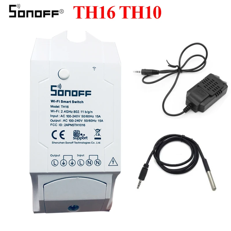 Sonoff Th16 Th10 переключатель контроля температуры и влажности WiFi термостат умный переключатель, модуль домашней автоматизации через Google Home