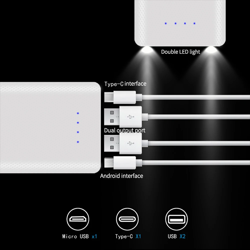 Oaoyeer 5 в двойной USB 8*18650 Внешний Аккумулятор Тип C аккумулятор мобильный телефон