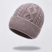 hat men winter knit beanie pure wool warm autumn casual skiing accessory for teenagers