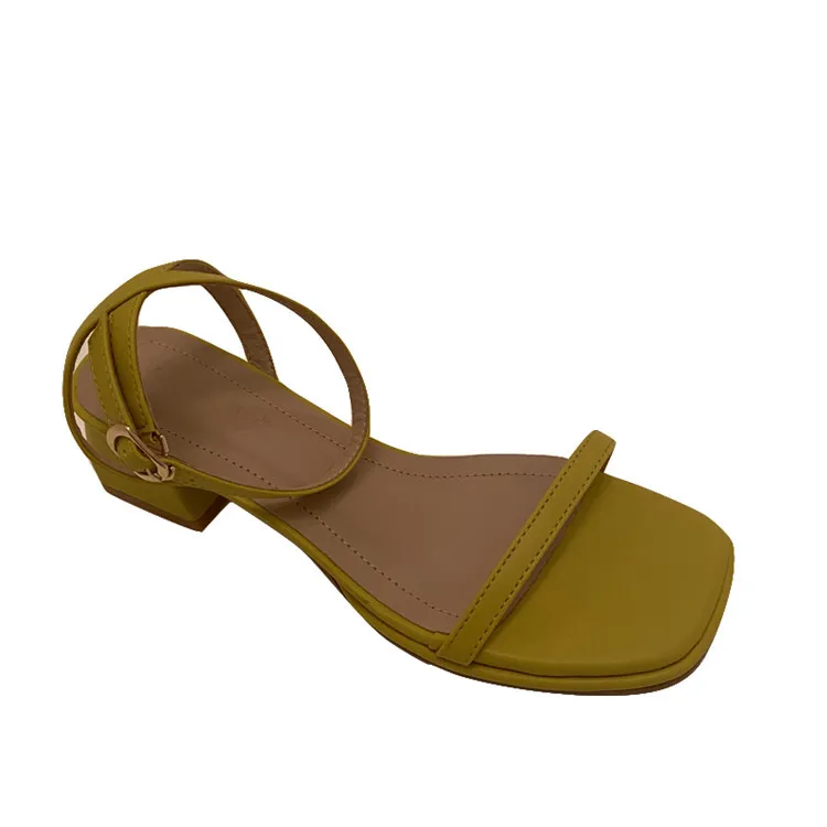 

Open Toe Block Heels High Heeled Sandals Woman 2021 Low-Heeled Shoes With Strap Suit Female Beige Buckle Peep Chunky High-heeled
