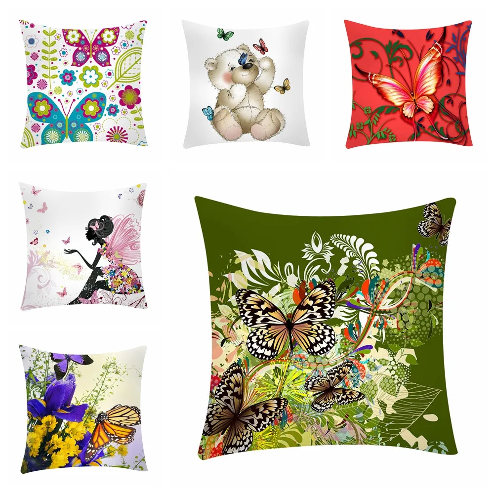 Модный милый льняной чехол для подушки с мультяшным рисунком 45*45 см украшение