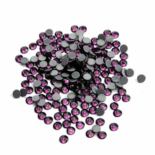 Amethyst Горячая фиксация Стразы SS6-SS34 полный цвет круглый клей основа стразы серый сзади Кристаллы Стразы Горячая фиксация на рюкзак - Цвет: Amethyst