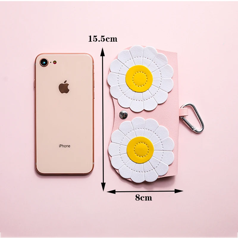 Мультяшные Ins портативные ПУ кожаные солнцезащитные очки Чехол Держатель