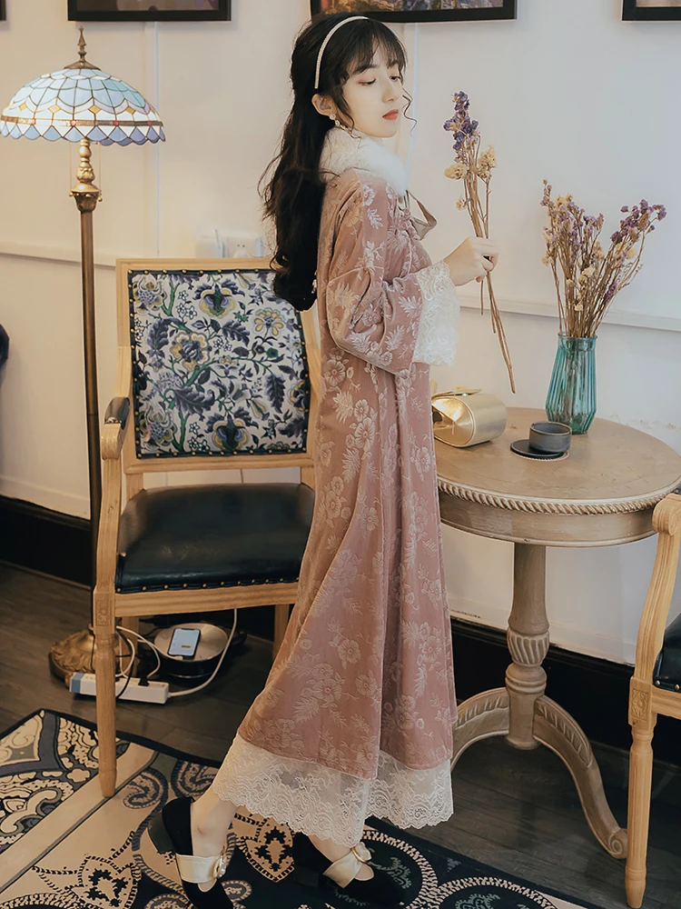 

Restoring ancient ways to film embossed cheongsam dress is long