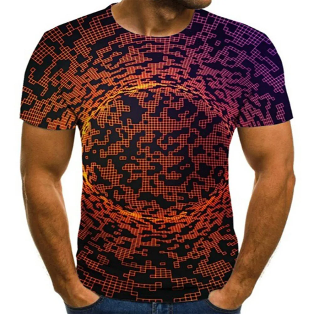 

2021 Summer Three-Dimensional 3D Swirl T-Shirt Men and Women Fashion 3D Short-Sleeved Harajuku Hip-Hop Cute T-Shirt