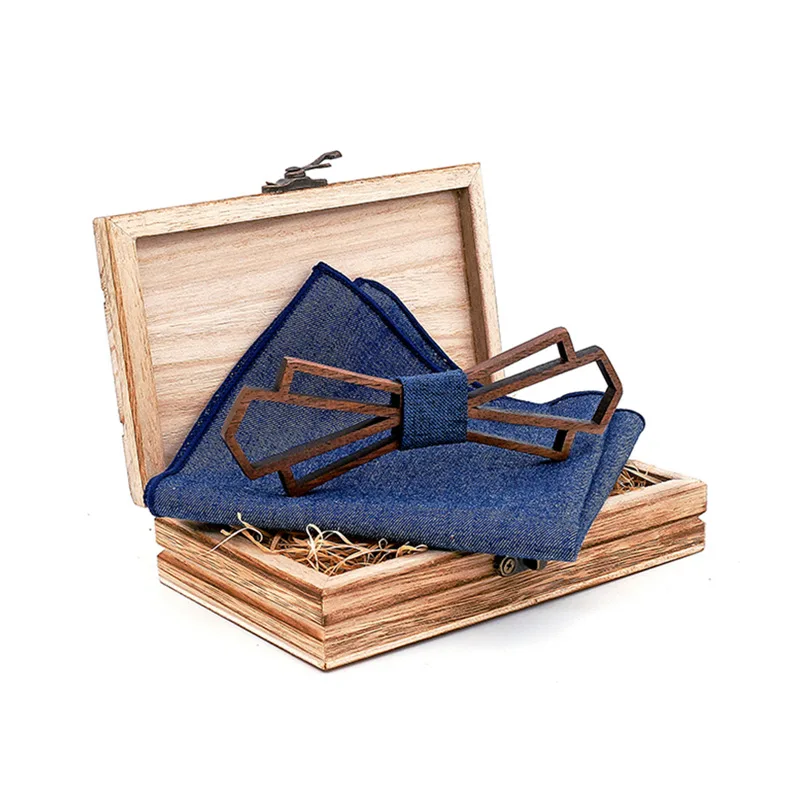 

Linbaiway Wood Bowtie+Handkerchief+Wood Box Sets for Mens Suit Marriage Groom Wooden Bow Tie Bowknots Neck Ties Pocket Towel Set