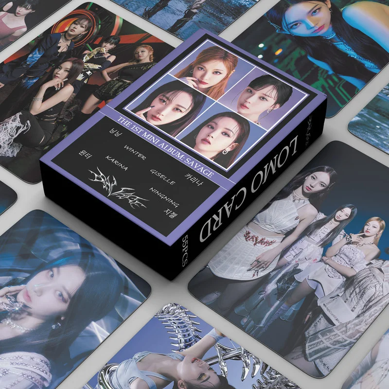 

55 шт./компл. Kpop Aespa Lomo Cards новый альбом SAVAGE WINTER NINGNING Aespa Photocard