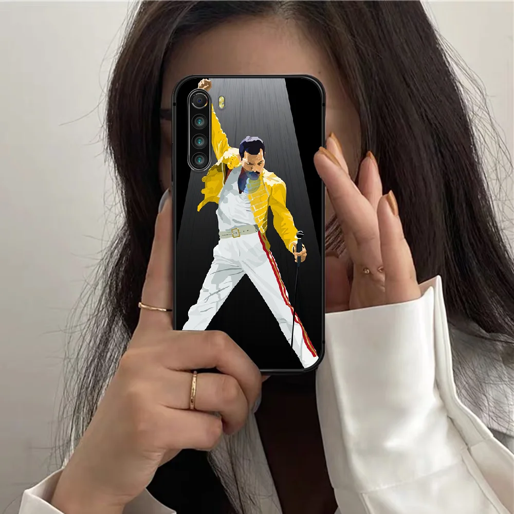 

Freddie Mercury Queen Band Phone Case For XIAOMI Redmi Note 6 7 8 9 10 T Pro K40 black Back Luxury Cell 3D Waterproof Tpu
