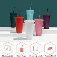 480ml710ml reusable straw cup shiny sequined glitter cup coffee juice straw mug plastic bottom outdoor portable cup
