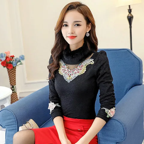 2020 зимняя женская теплая рубашка с вышивкой и бриллиантами Женская бархатная