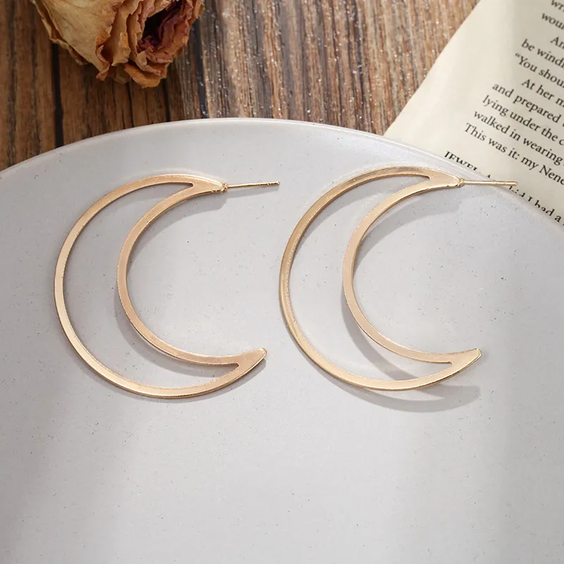 Индийские минималистичные ювелирные изделия серьги в виде полумесяца