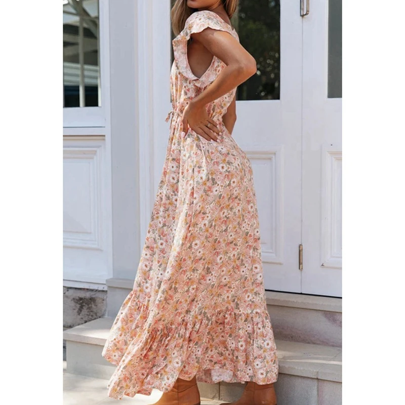 Женское длинное платье с цветочным принтом Размеры S &amp L | Женская одежда