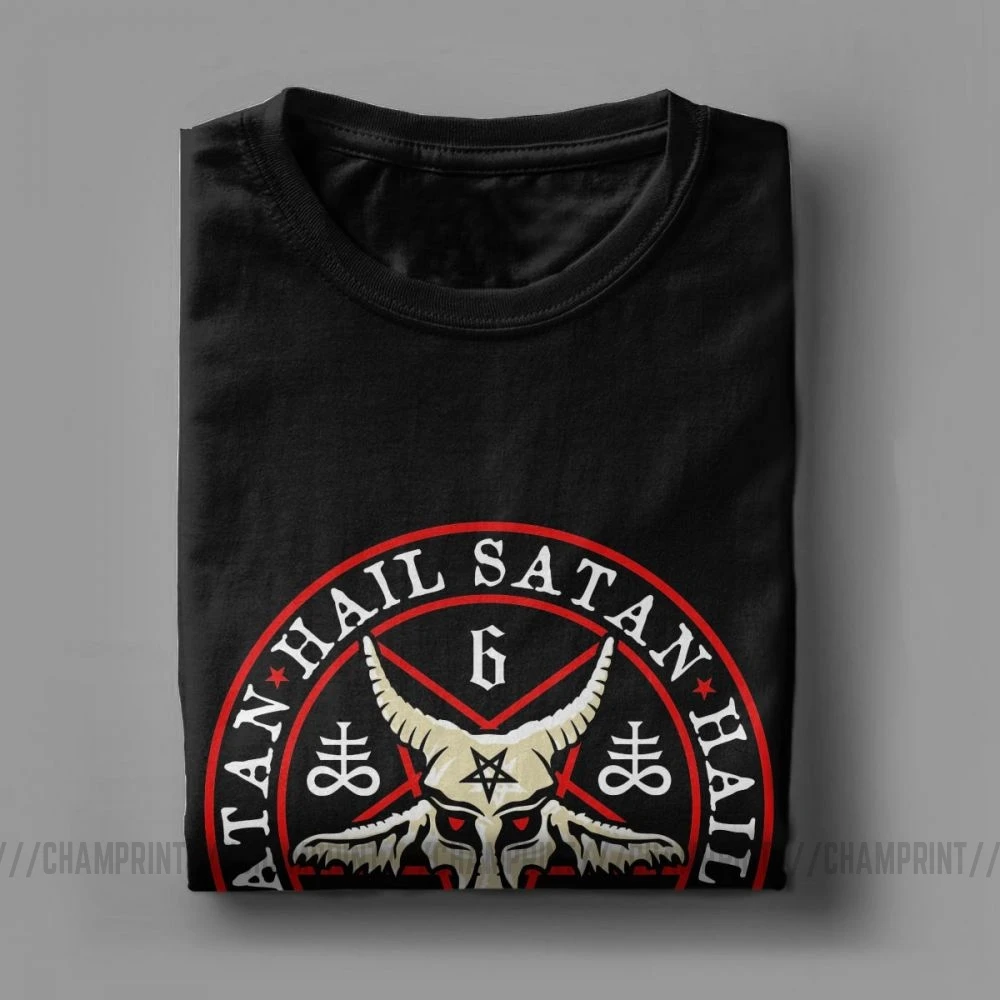 Мужские футболки с надписью Hail satan Baphomet оккультная пентаграмма 100% хлопок Мужская