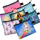 Женский кошелек с русалочкой для монет, держатель для карт для девочек, кошелек, сумка, сумочка для детей, подарок, портативный кошелек на молнии