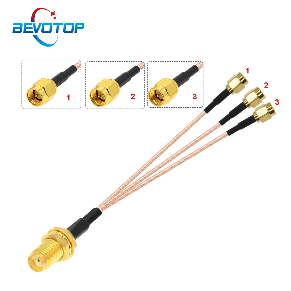 

1PCS SMA Female Bulkhead to 3 SMA Male Plug 1 to 3 Splitter Adapter RG178 Pigtail Jumper WIFI Antenna Extension Cable 15CM 6"