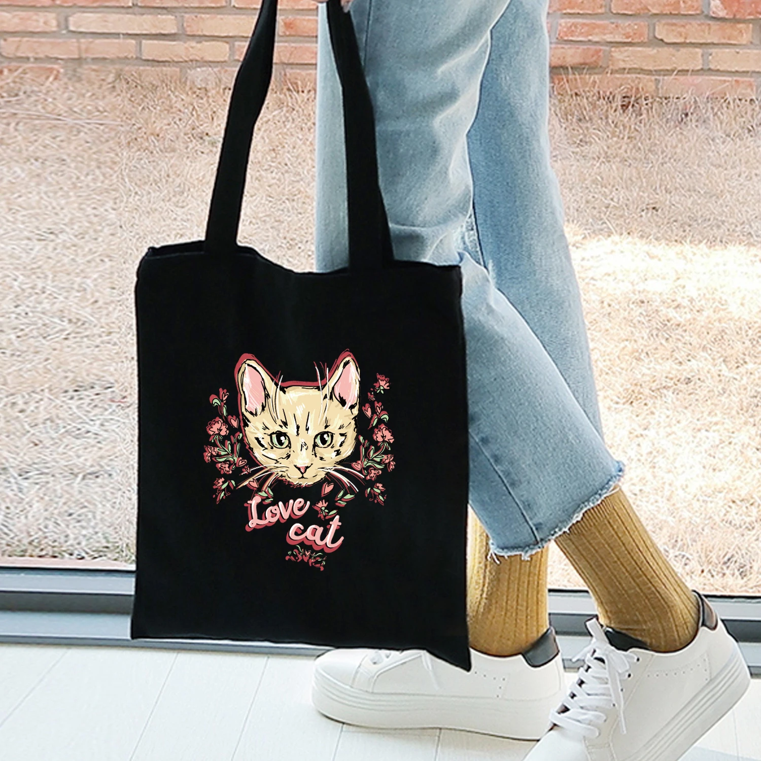 Модная креативная иллюстрация Женская Холщовая Сумка для покупок женская